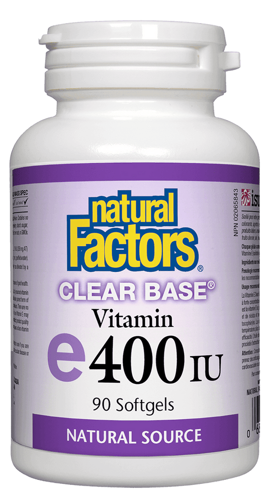 Natural Factors Clear Base Vitamin E 400IU 90 Softgels - Wellness Supplement
