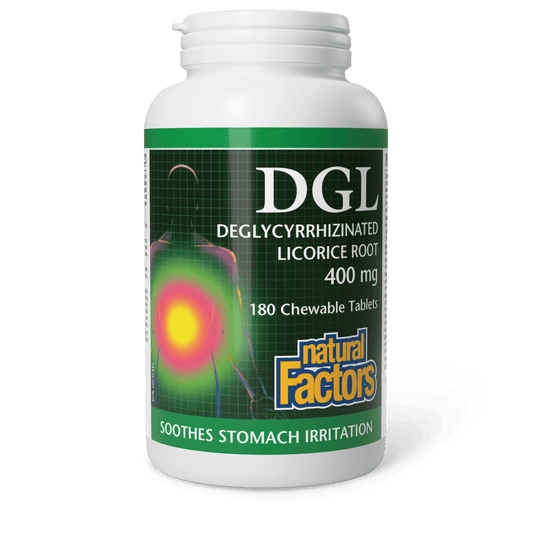 Natural Factors DGL Deglycyrrhizinated Licorice Root 400 mg 180 Chewables 