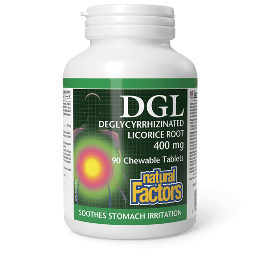 Natural Factors DGL Deglycyrrhizinated Licorice Root 400 mg 90 Chewables 