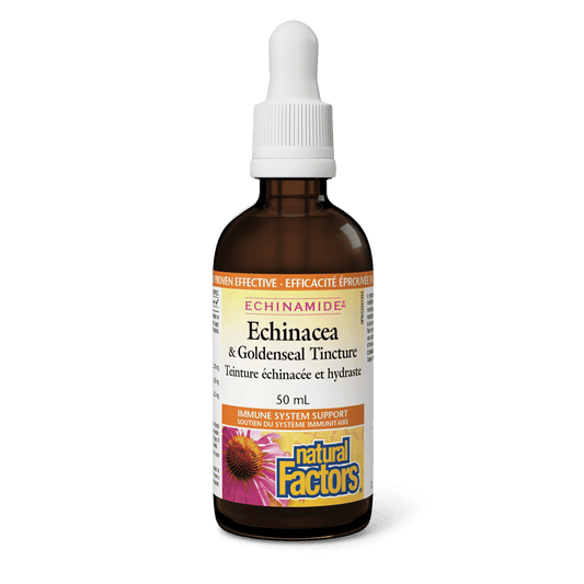 Natural Factors Echinacea & Goldenseal Tincture ECHINAMIDE 50mL - Wellness Supplement