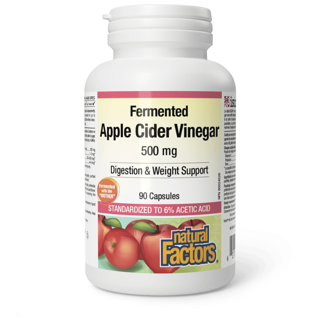 Natural Factors Fermented Apple Cider Vinegar 500 mg 90 Capsules 