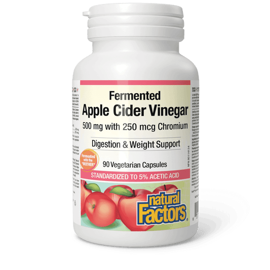 Natural Factors Fermented Apple Cider Vinegar with Chromium 90 Veg Capsules 