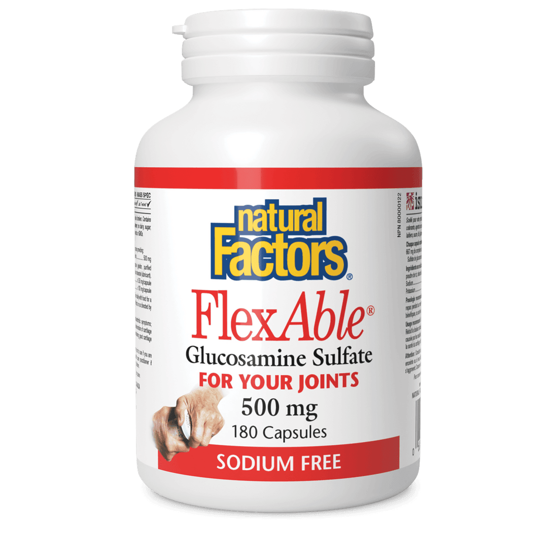 Natural Factors FlexAble Glucosamine Sulfate 500 mg 180 Capsules - Wellness Supplement