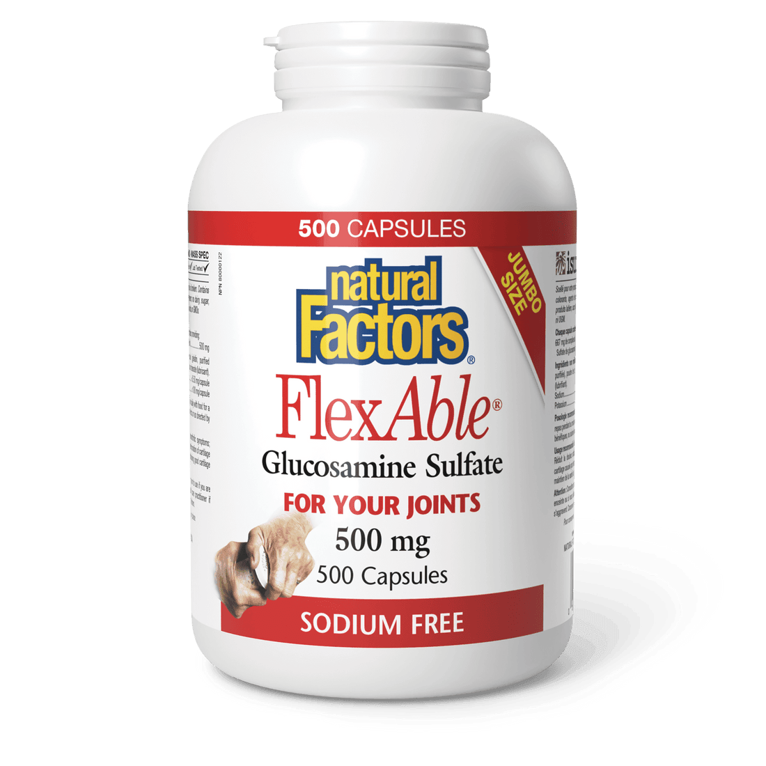 Natural Factors FlexAble Glucosamine Sulfate 500 mg 500 Capsules 