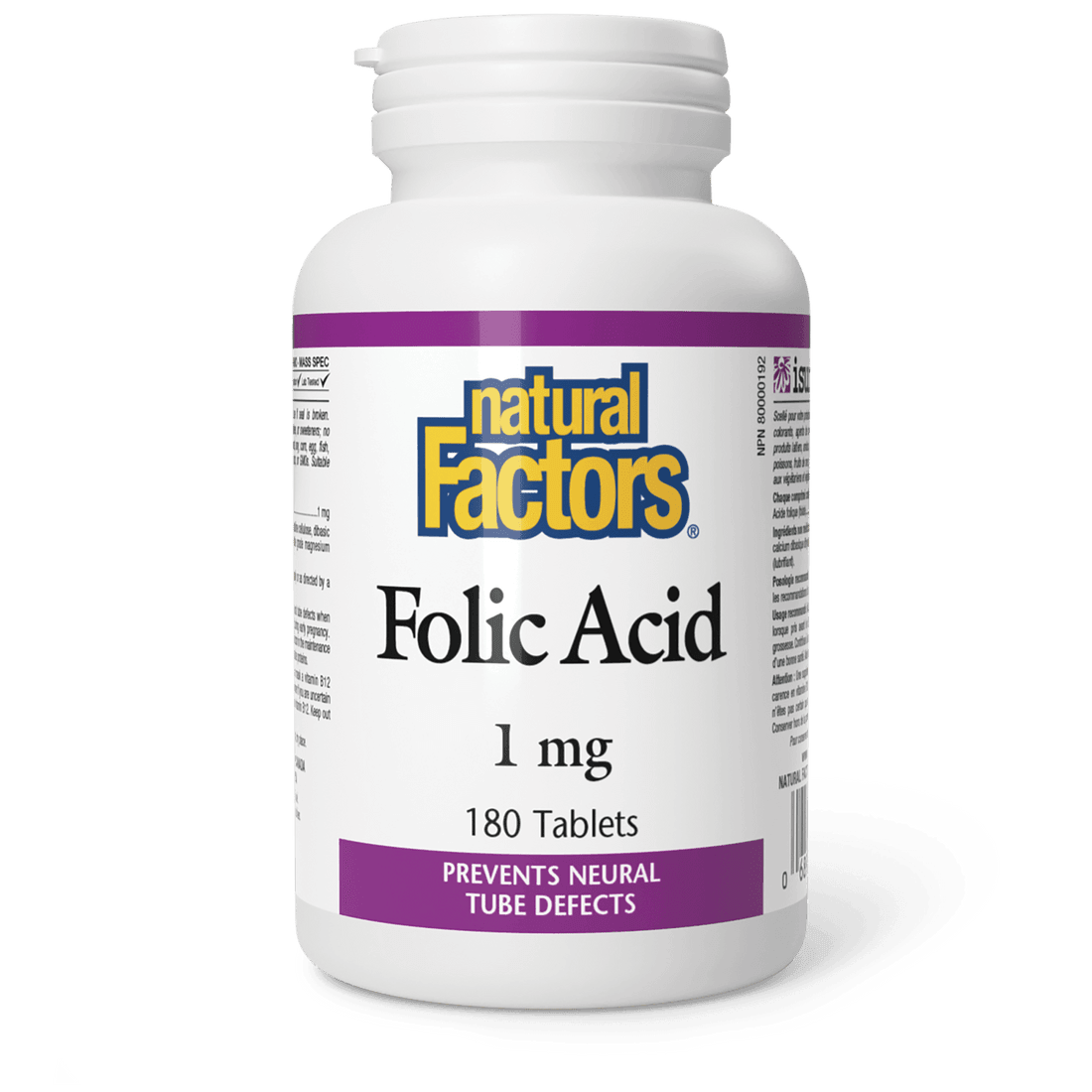 Natural Factors Folic Acid 1 mg 180 Tablets 