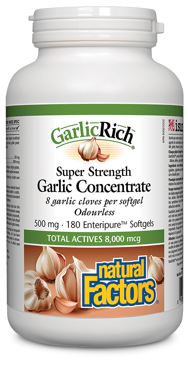 Natural Factors GarlicRich Super Strength Garlic Concentrate 500 mg 180 Softgels - Wellness Supplement
