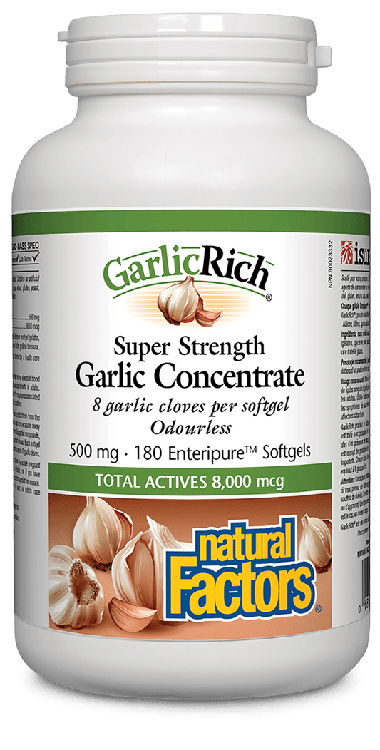 Natural Factors GarlicRich Super Strength Garlic Concentrate 500 mg 180 Softgels - Wellness Supplement