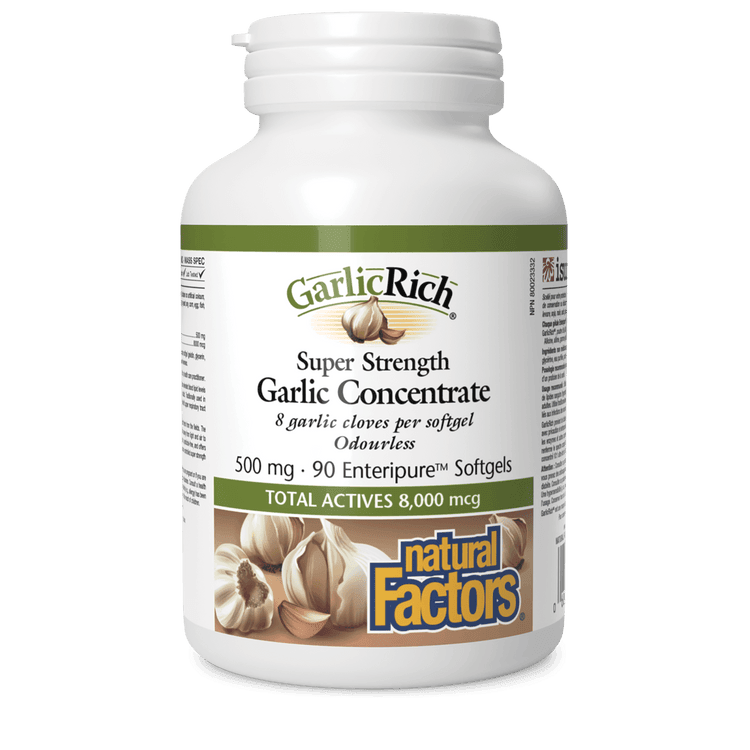Natural Factors GarlicRich Super Strength Garlic Concentrate 500 mg 90 Softgels - Wellness Supplement