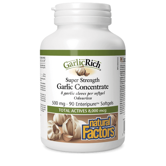 Natural Factors GarlicRich Super Strength Garlic Concentrate 500 mg 90 Softgels - Wellness Supplement