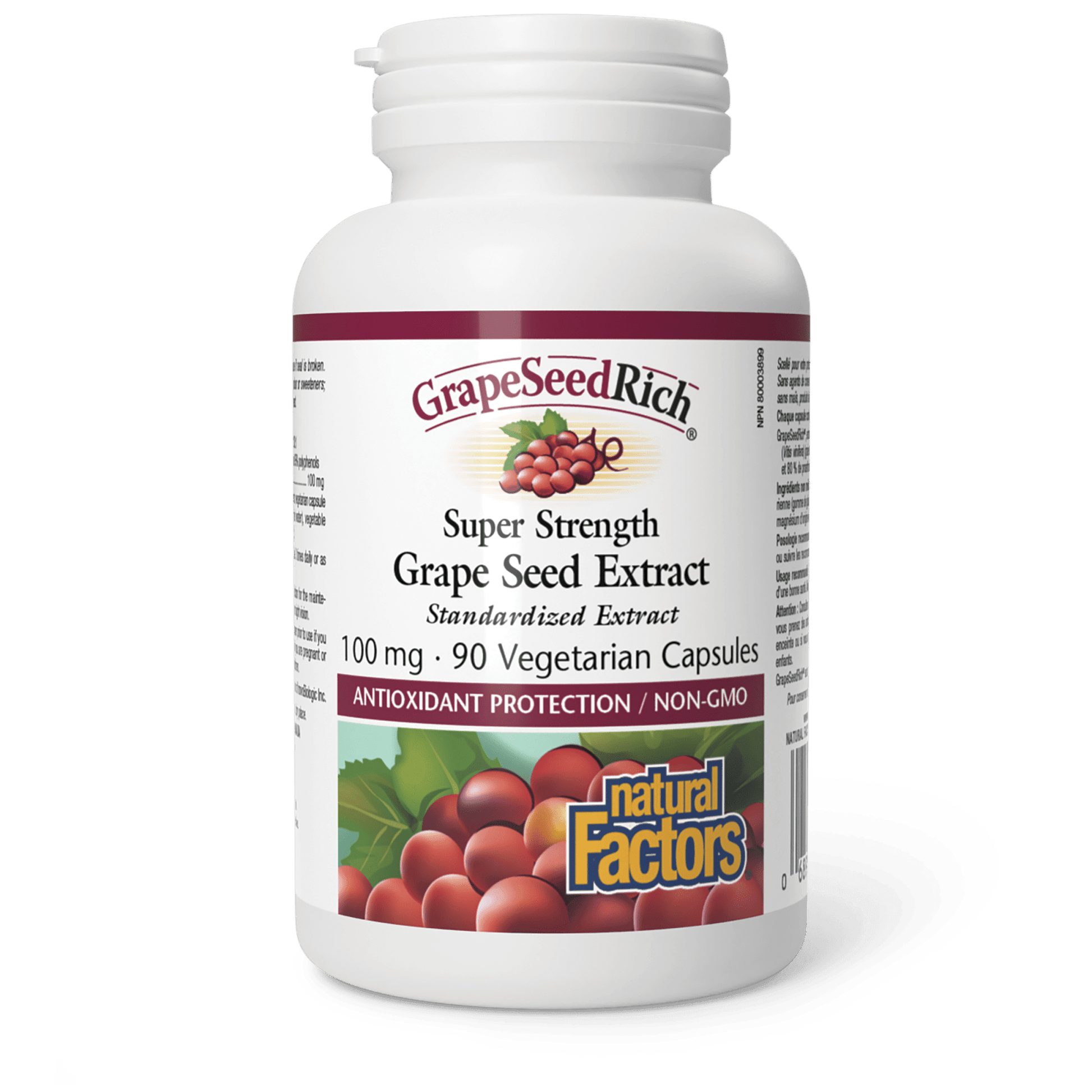 Natural Factors GrapeSeedRich Super Strength Grape Seed Extract 100 mg 90 Veg Capsules 