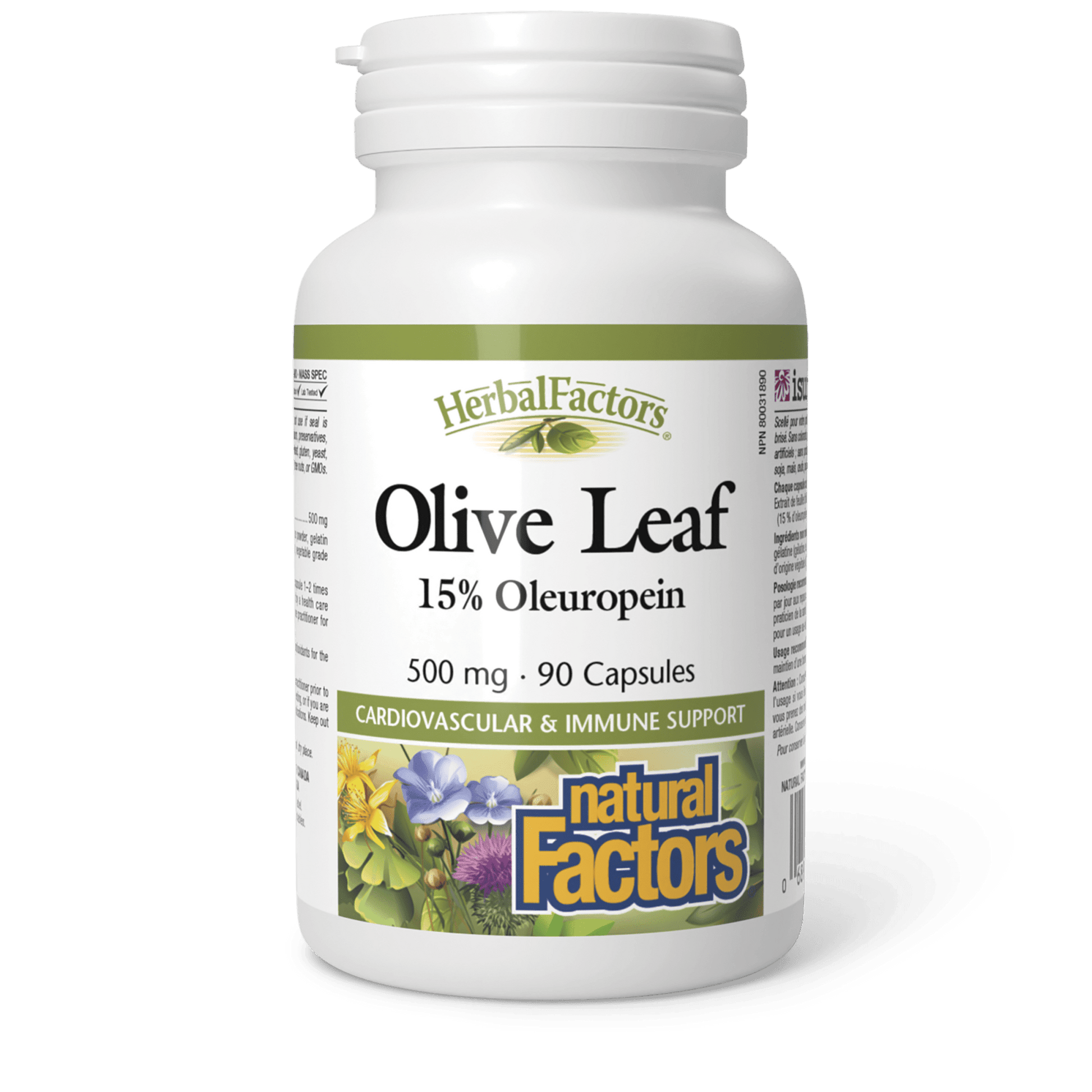 Natural Factors Herbal Factors Olive Leaf 500 mg 90 Capsules 