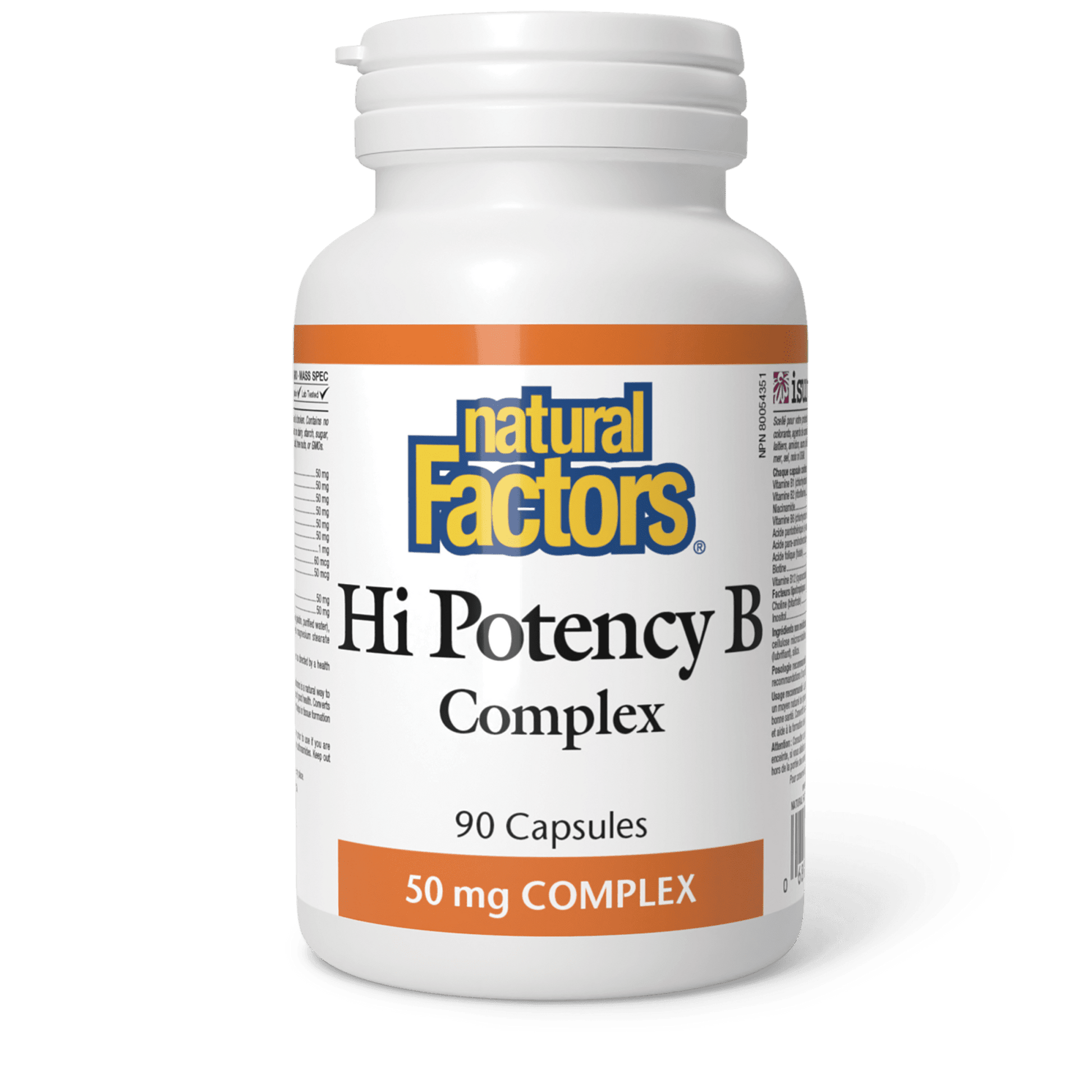 Natural Factors Hi Potency B Complex 50 mg 90 Capsules - Wellness Supplement