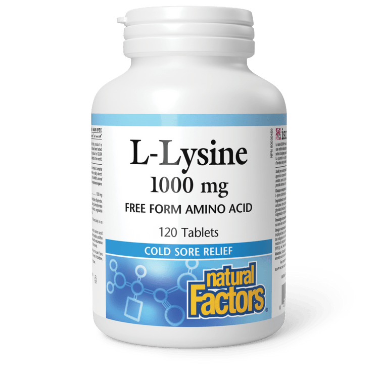 Natural Factors L-Lysine 1000 mg 120 Tablets - Wellness Supplement