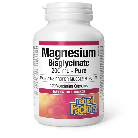 Natural Factors Magnesium Bisglycinate Pure 200 mg 120 Veg Capsules - Wellness Supplement