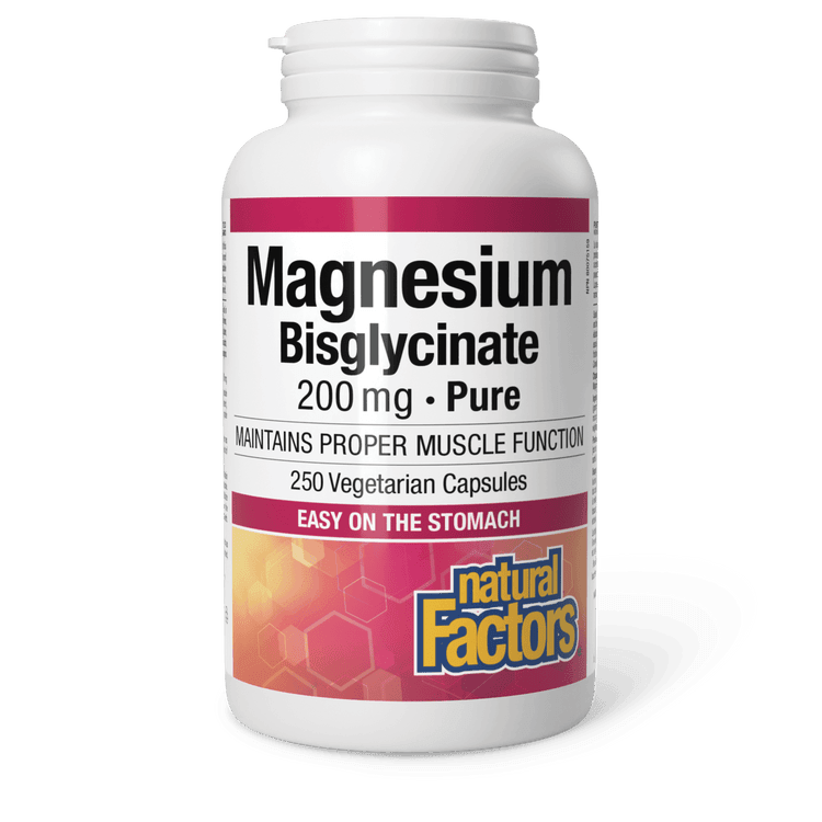 Natural Factors Magnesium Bisglycinate Pure 200 mg 250 Veg Capsules 