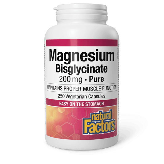 Natural Factors Magnesium Bisglycinate Pure 200 mg 250 Veg Capsules 