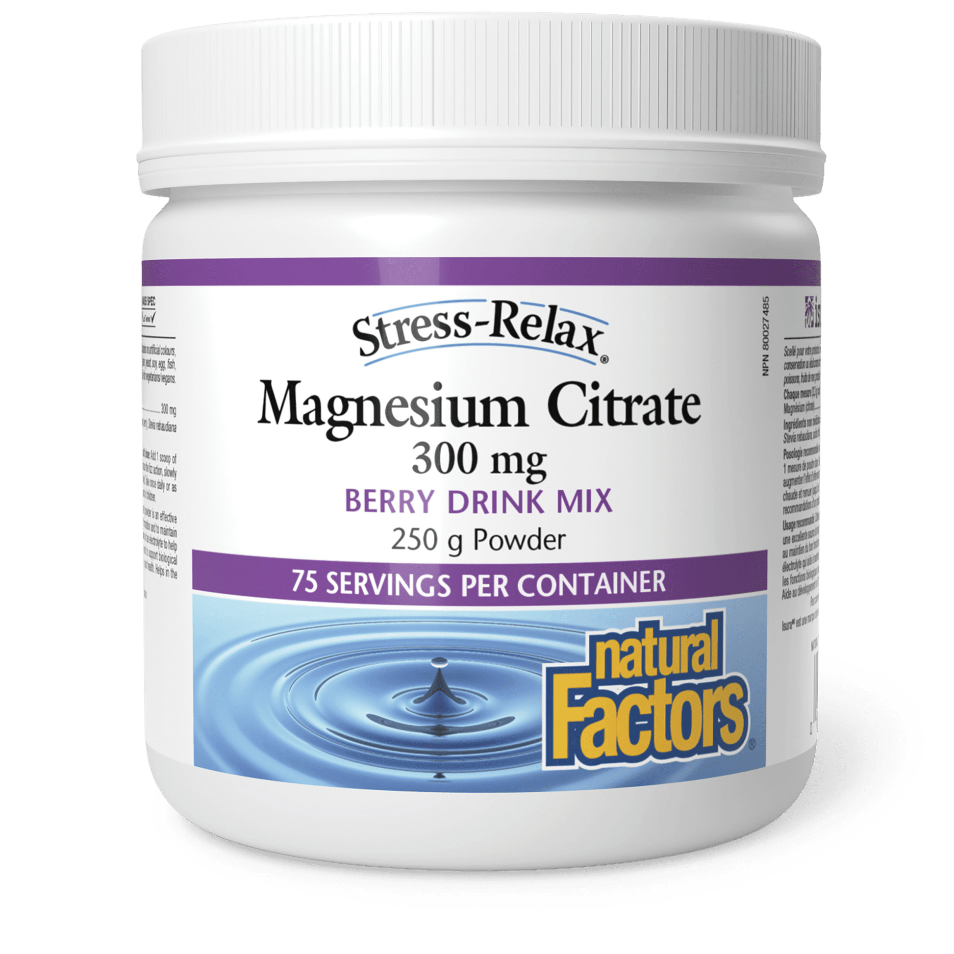 Natural Factors Magnesium Citrate 300 mg Berry Stress-Relax 250g 