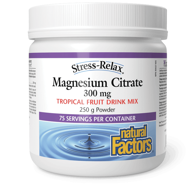 Natural Factors Magnesium Citrate 300 mg Tropical Fruit Stress-Relax 250g 