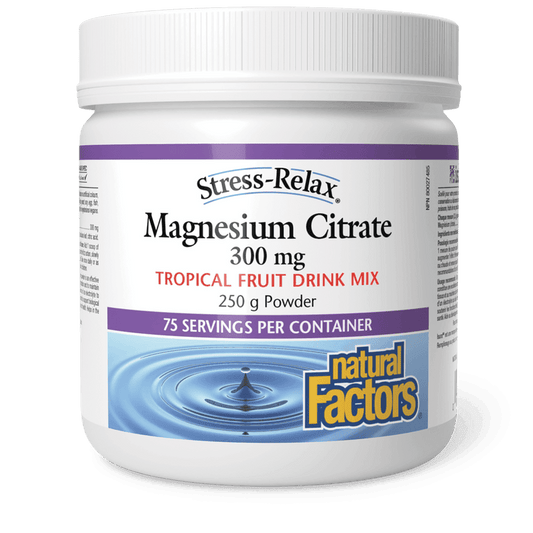 Natural Factors Magnesium Citrate 300 mg Tropical Fruit Stress-Relax 250g 