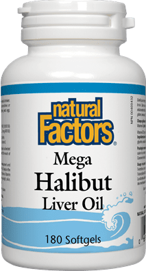 Natural Factors Mega Halibut Liver Oil 180 Softgels 