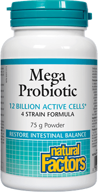 Natural Factors Mega Probiotic Powder 12 Billion Live Probiotic Cultures 75g - Wellness Supplement