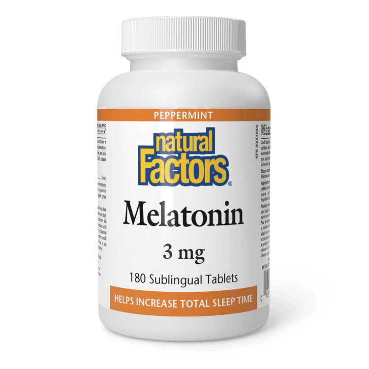 Natural Factors Melatonin 3 mg Peppermint 180 Tablets - Wellness Supplement
