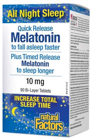Natural Factors Melatonin Quick Release Plus Timed Release 10 mg 90 Tablets - Wellness Supplement