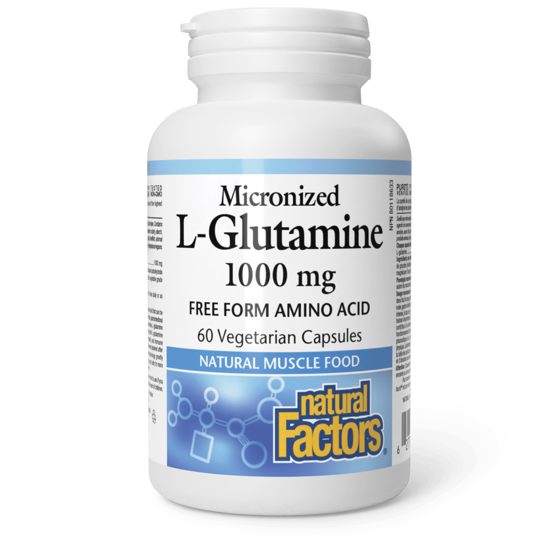 Natural Factors Micronized L-Glutamine 1000 mg 60 Veg Capsules - Wellness Supplement