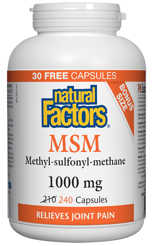 Natural Factors MSM 1000 mg BONUS SIZE 210+30 Capsules 