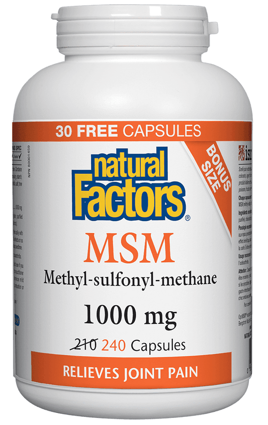 Natural Factors MSM 1000 mg BONUS SIZE 210+30 Capsules 