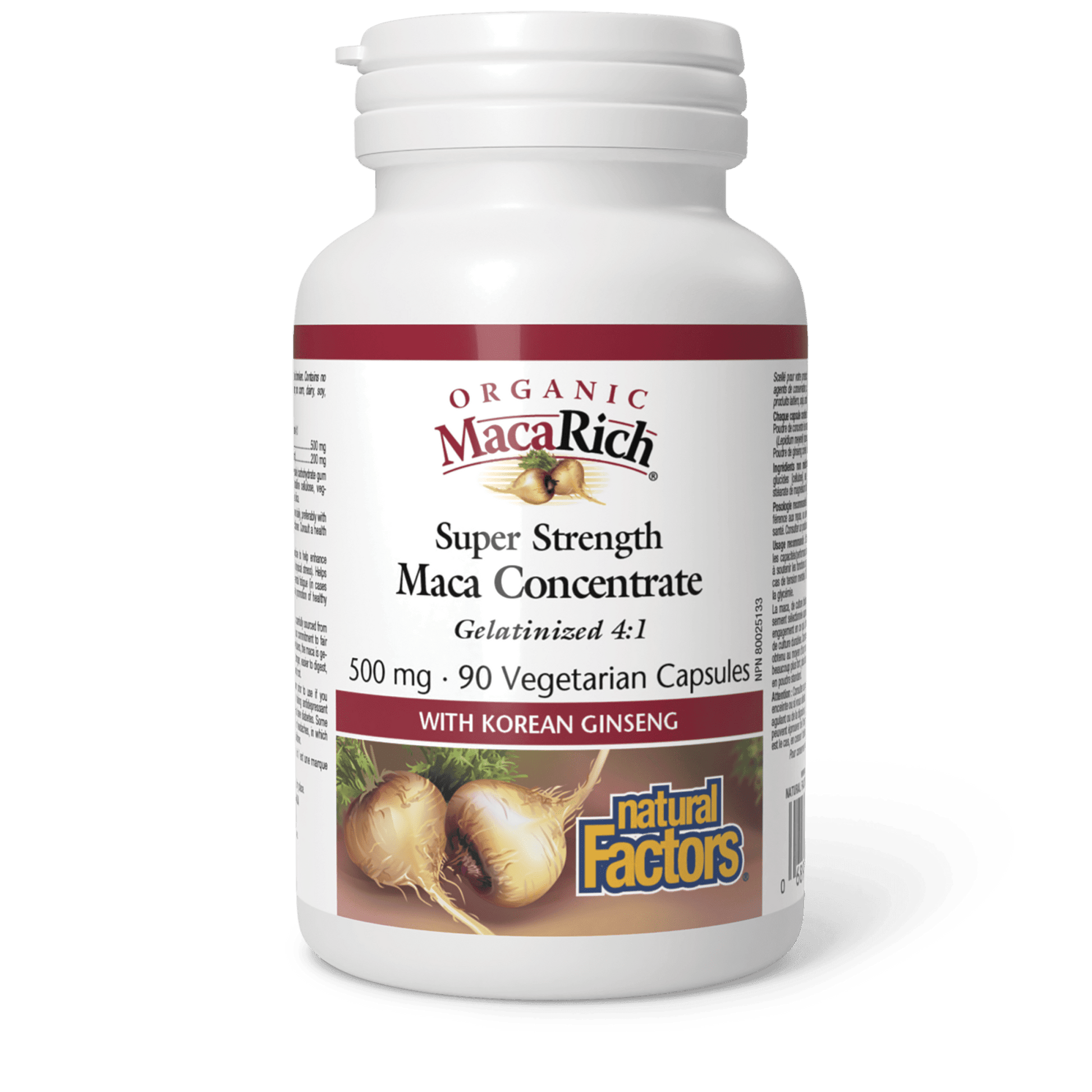 Natural Factors Organic MacaRich Super Strength Maca Concentrate 500 mg 90 Veg Capsules - Wellness Supplement