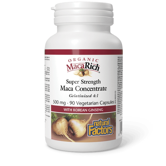 Natural Factors Organic MacaRich Super Strength Maca Concentrate 500 mg 90 Veg Capsules - Wellness Supplement