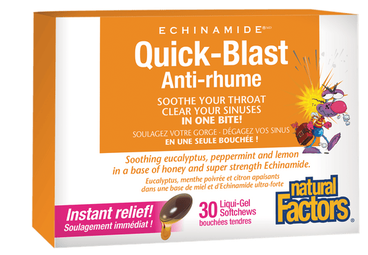 Natural Factors Quick-Blast ECHINAMIDE 30 Chewable Softgels - Wellness Supplement