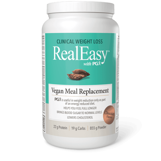 Natural Factors RealEasy with PGX Vegan Meal Replacement Chocolate 855g - Wellness Supplement