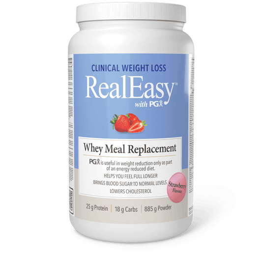 Natural Factors RealEasy with PGX Whey Meal Replacement Strawberry 885g - Wellness Supplement