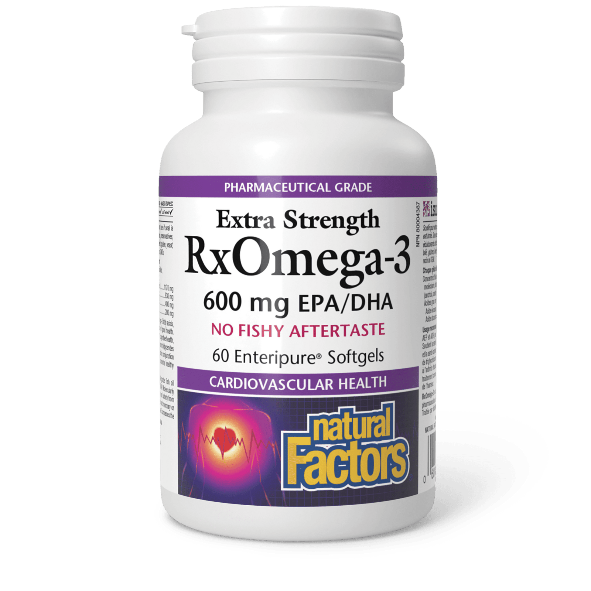Natural Factors RxOmega-3 Extra Strength 600 mg 60 Softgels - Wellness Supplement