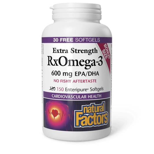 Natural Factors RxOmega-3 Extra Strength 600 mg Bonus Size (120+30) Softgels 