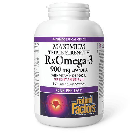 Natural Factors RxOmega-3 Maximum Triple Strength 900 mg 150 Softgels 