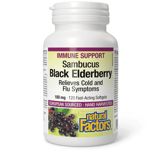 Natural Factors Sambucus Black Elderberry 100 mg 120 Softgels - Wellness Supplement