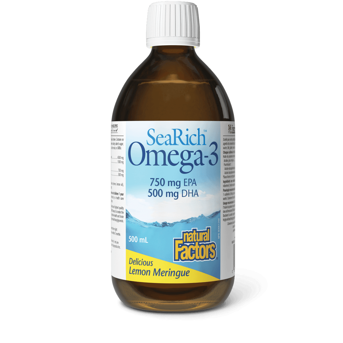 Natural Factors Sea Rich Omega-3 750 mg EPA/500 mg DHA Lemon Meringue 500mL - Wellness Supplement