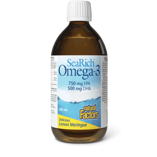 Natural Factors Sea Rich Omega-3 750 mg EPA/500 mg DHA Lemon Meringue 500mL - Wellness Supplement