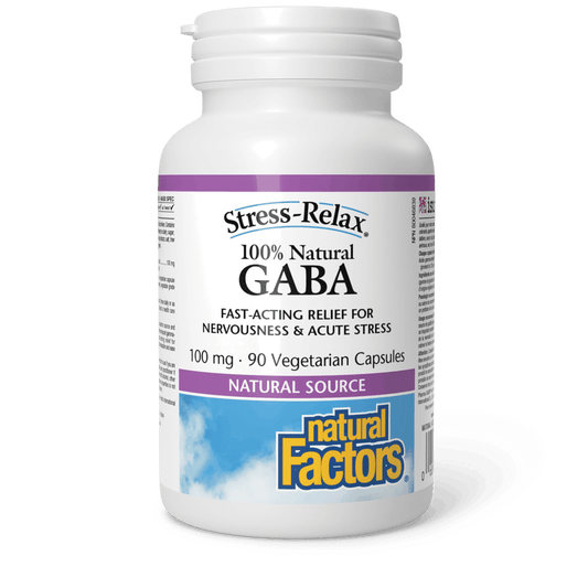 Natural Factors Stress-Relax 100% Natural GABA 100 mg 90 Veg Capsules 