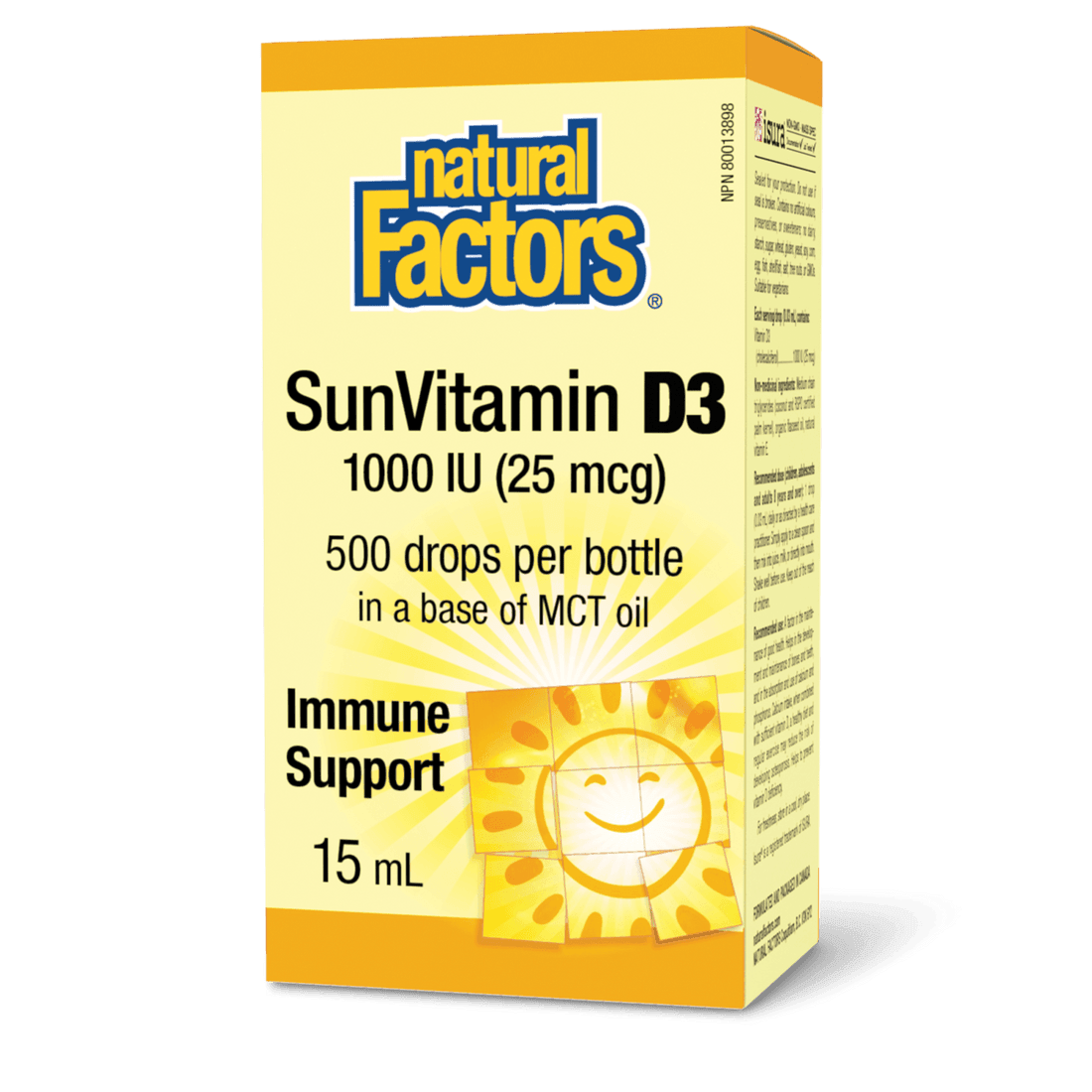 Natural Factors SunVitamin D3 Drops 1000 IU 15mL - Wellness Supplement