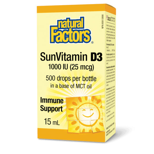 Natural Factors SunVitamin D3 Drops 1000 IU 15mL - Wellness Supplement