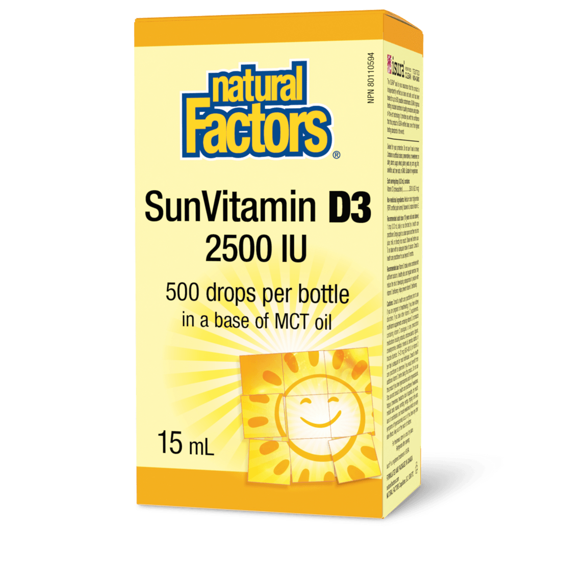 Natural Factors SunVitamin D3 Drops 2500 IU 15mL - Wellness Supplement