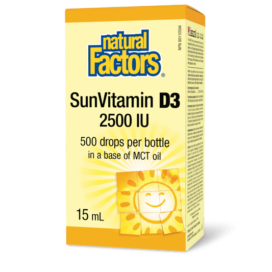 Natural Factors SunVitamin D3 Drops 2500 IU 15mL - Wellness Supplement