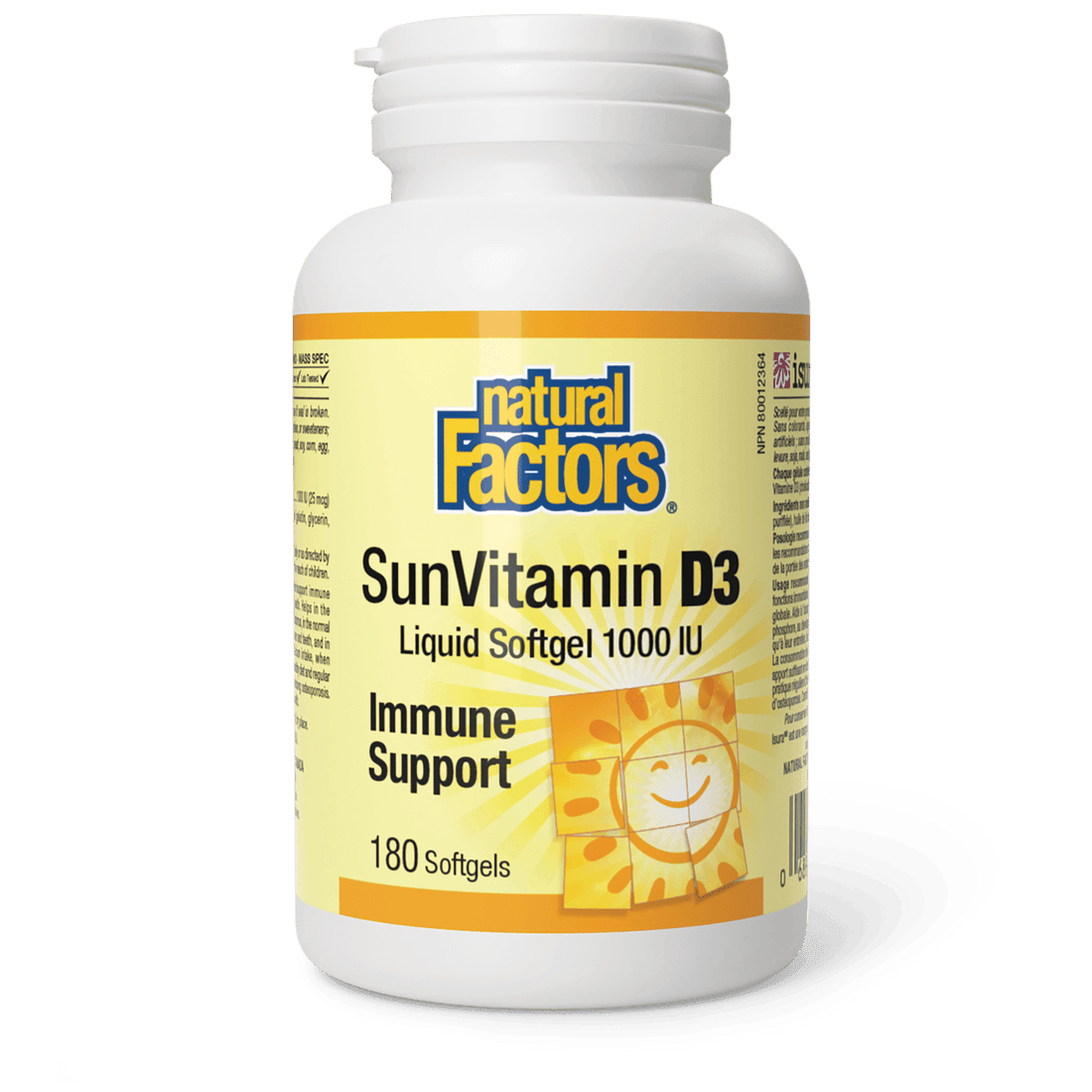Natural Factors SunVitamin D3 Softgels 1000 IU 180 Softgels 