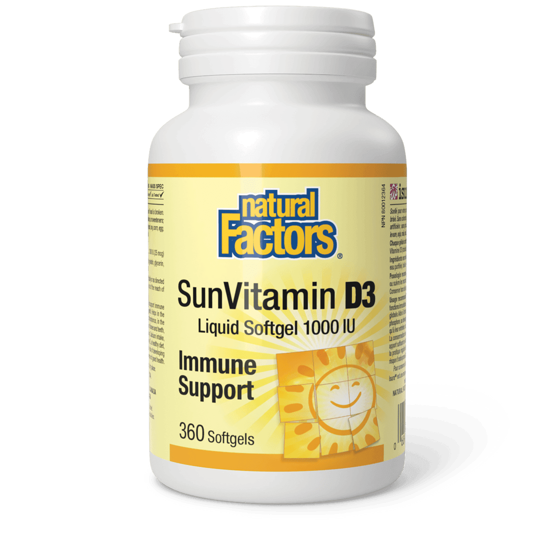 Natural Factors SunVitamin D3 Softgels 1000 IU 360 Softgels 