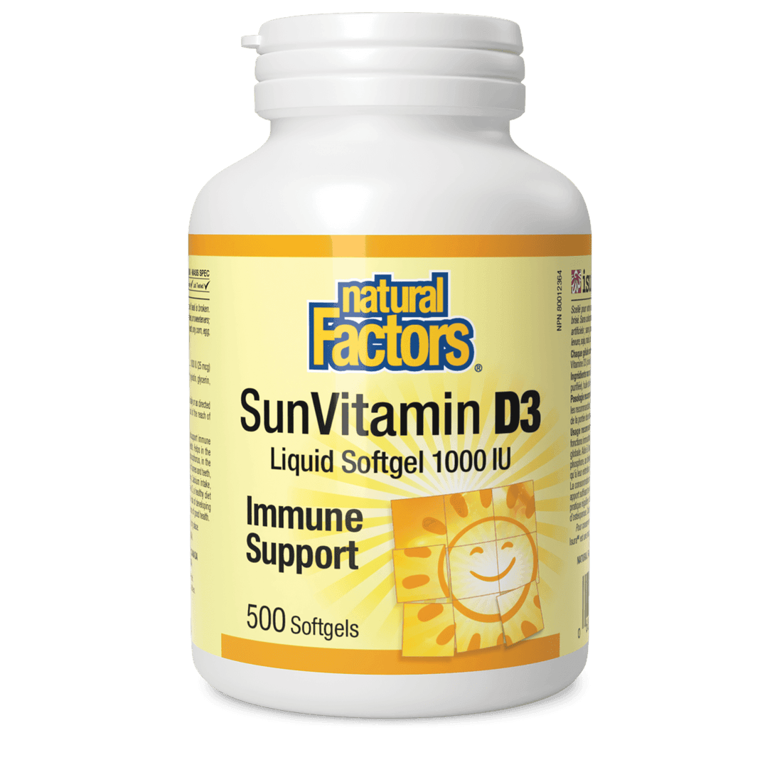 Natural Factors SunVitamin D3 Softgels 1000 IU 500 Softgels 