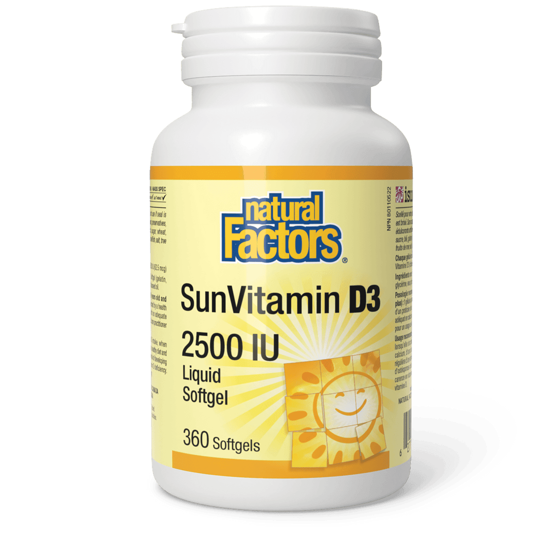 Natural Factors SunVitamin D3 Softgels 2500 IU 360 Softgels 